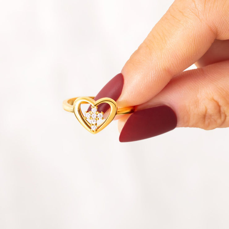 Cross in Heart Ring-God Knew My Heart Needed U 