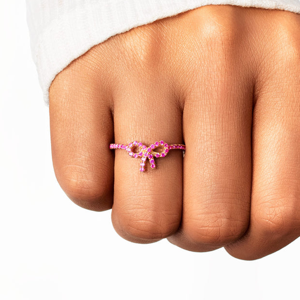 Pink Pavé Bow Ring