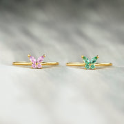 Mother & Daughter Matching Birthstone Butterfly Ring