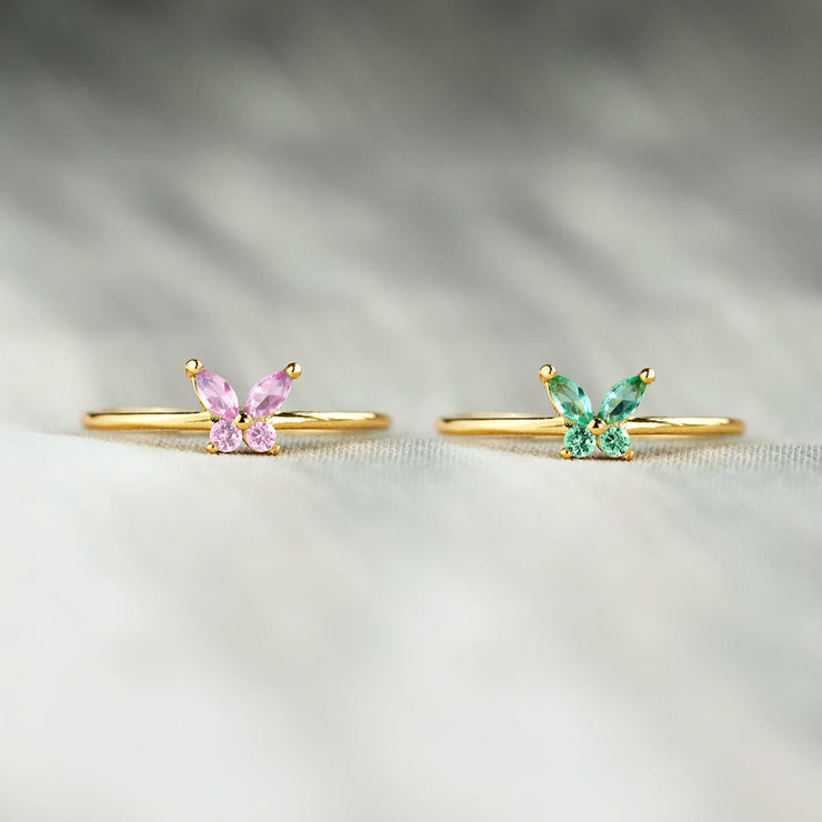 Sisters Are Like Butterflies Matching Birthstone Butterfly Ring