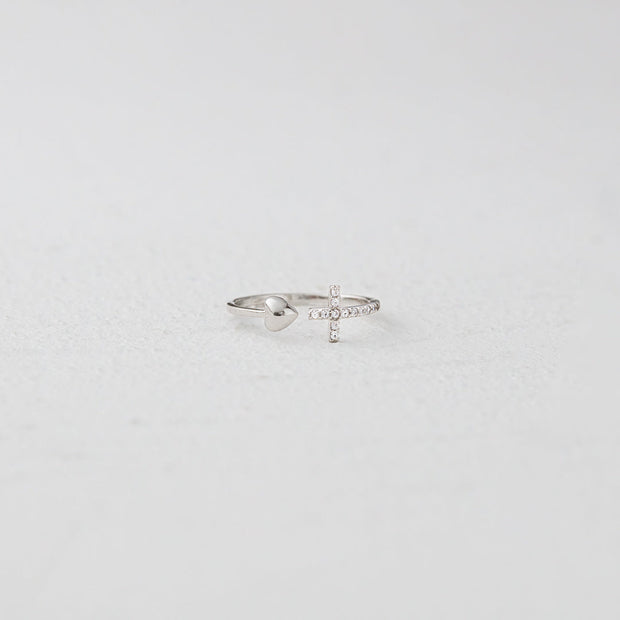 Cross & Heart Ring