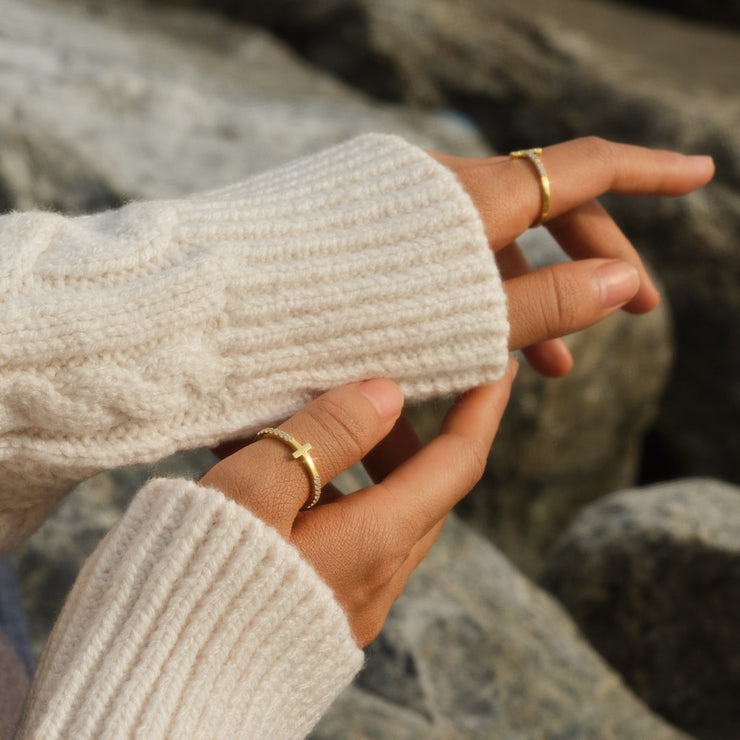 Double-sided Stones Cross Ring