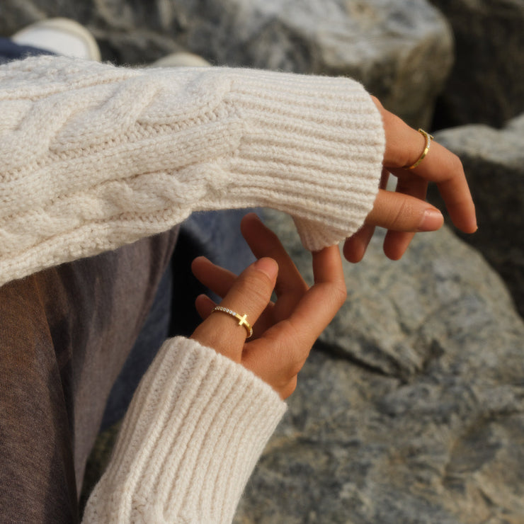 Double-sided Stones Cross Ring