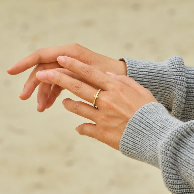 Double-sided Stones Cross Ring