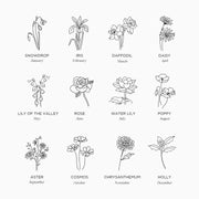 Engraved Birth Month Flower Ring