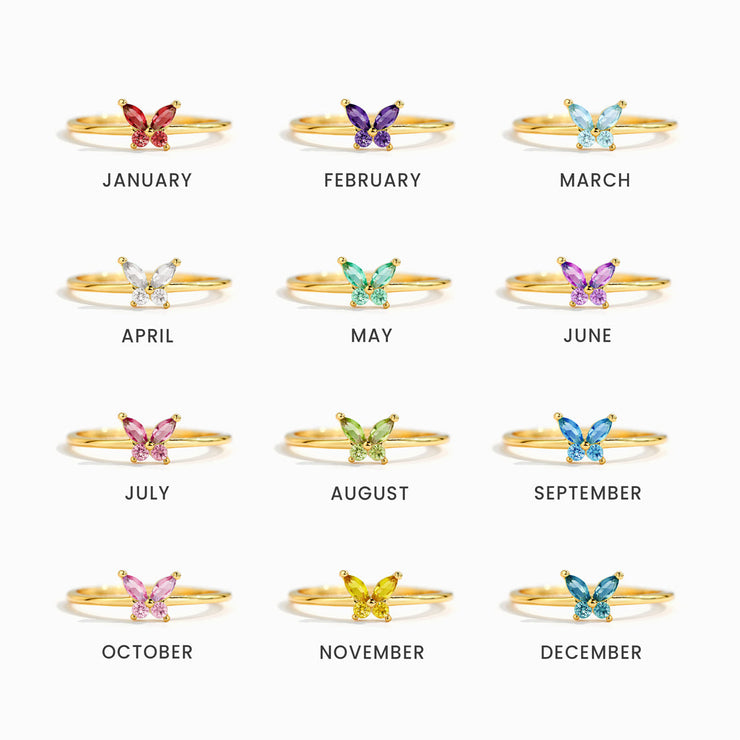 Mother & Daughter Matching Birthstone Butterfly Ring