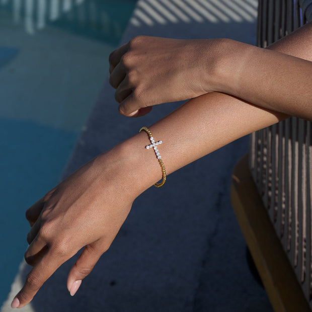 Small Circle Of Female Friends Matching Crystal Cross Bracelet