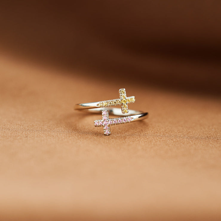Pavé Double Cross Ring