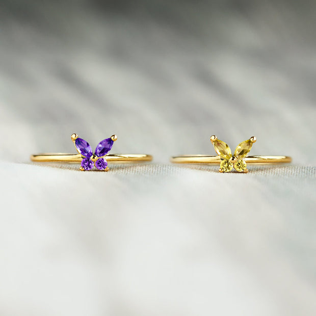 Sisters Are Like Butterflies Matching Birthstone Butterfly Ring