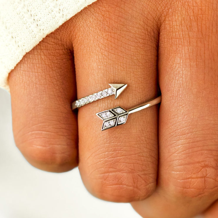 Sterling Silver Ring-Direction Over Speed Arrow 