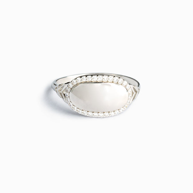 Clean Slate Pavé Rim Oval Ring