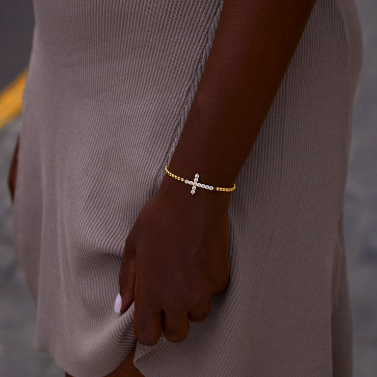 Small Circle Of Female Friends Matching Crystal Cross Bracelet