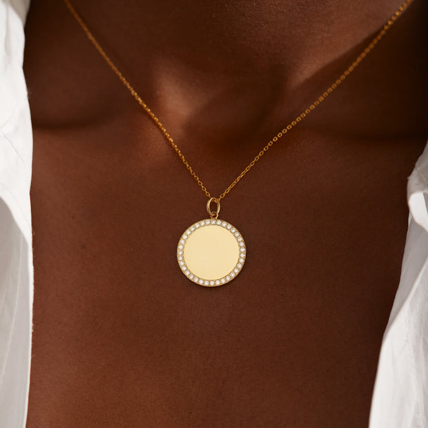 Clean Slate Pavé Rim Disc Necklace