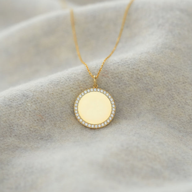 Clean Slate Pavé Rim Disc Necklace