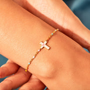 Pray On It Enamel Cross Bracelet