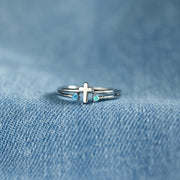 Mother And Daughter Double Gem Cross Ring - Mother's Day Gift