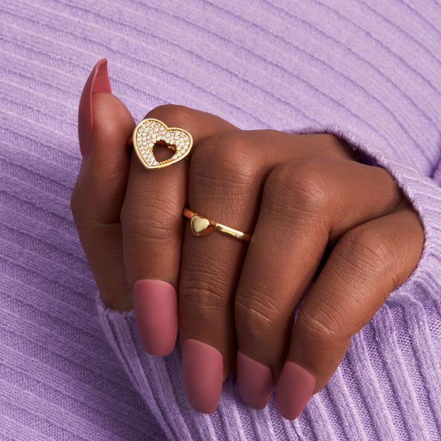 Mathing Rings Snap Heart Mama & Sweetheart Heart Shape Matching Ring Set