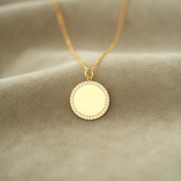 Clean Slate Pavé Rim Disc Necklace
