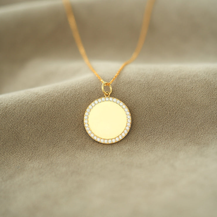 Clean Slate Pavé Rim Disc Necklace