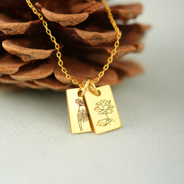12 Birth Month Flower Necklace