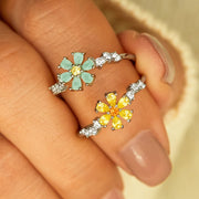 Hexagon Gem Flower Ring - You're A Gem 