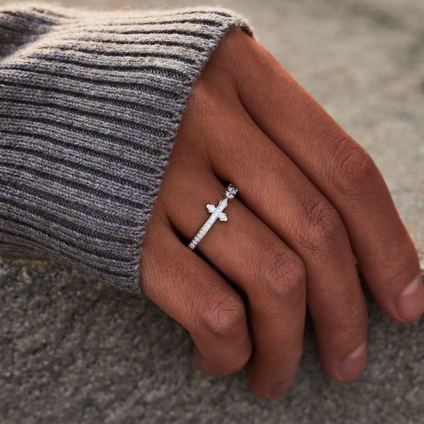 Pavé Sideways Cross Ring
