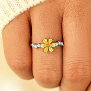 Hexagon Gem Flower Ring - You're A Gem 