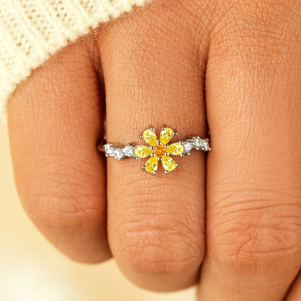 Hexagon Gem Flower Ring - You're A Gem 