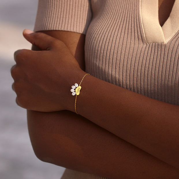 The Cat Mother Custom Crystal Paw Bracelet