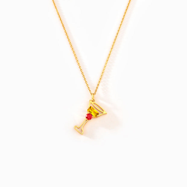 Our Friendship Runs On Drinks Cocktail Birthstone Necklace