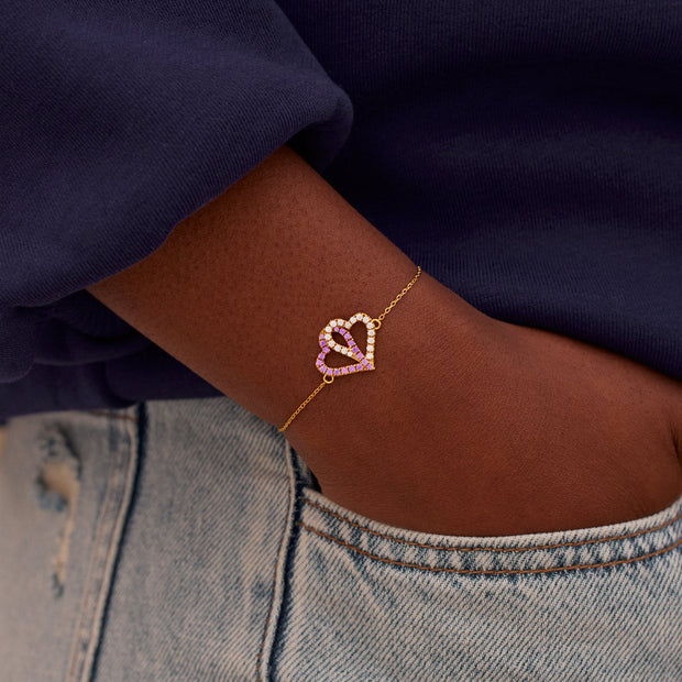 Two-Heart Birthstone Bracelet