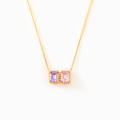Emerald Cut 1-8 Birthstones Necklace