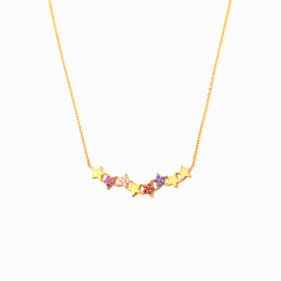 Curved 1-8 Stars Birthstones Necklace