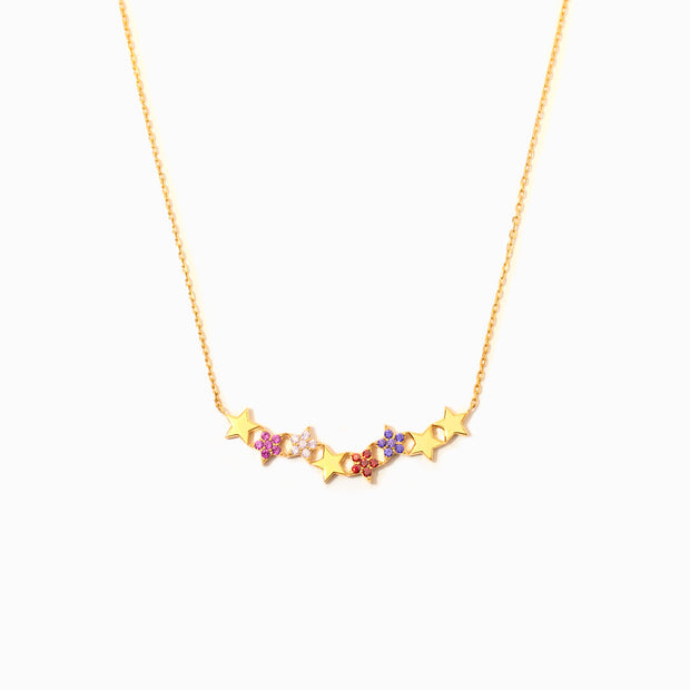 Curved 1-8 Stars Birthstones Necklace