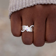 1-6 Names & Birthstones Ribbon Ring