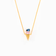 Mother And Daughter Ice Cream Birthstones Necklace