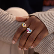 The Dogmother Paw In Heart 1-5 Birthstones Ring