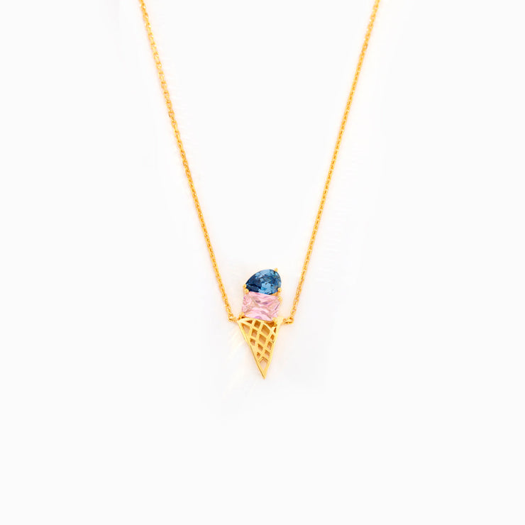 Mother And Daughter Ice Cream Birthstones Necklace