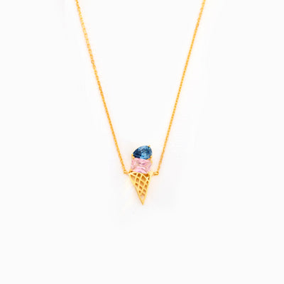 Mother And Daughter Ice Cream Birthstones Necklace