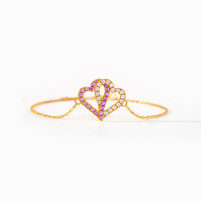 Two-Heart Birthstone Bracelet