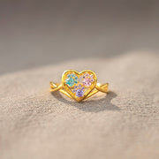 The Dogmother Paw In Heart 1-5 Birthstone Ring