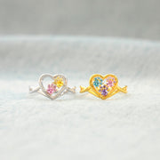 The Catmother Paw In Heart 1-5 Birthstone Ring