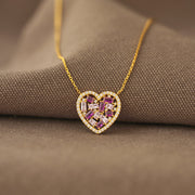 Broken Pieces Pink Heart-Shaped Necklace
