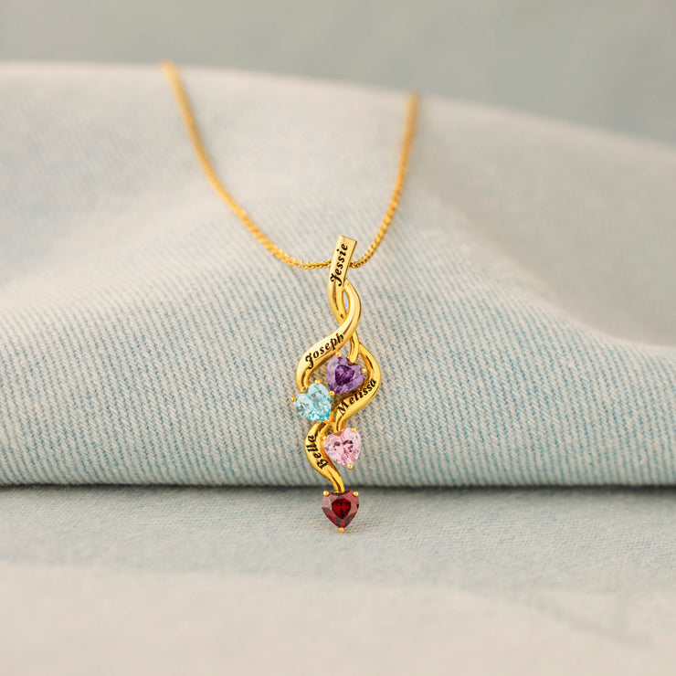 Mama's Heartstrings 1-6 Birthstone Weaved Heart Necklace