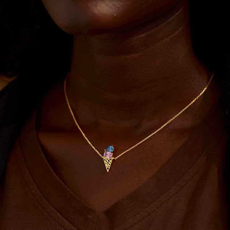 Mother And Daughter Ice Cream Birthstones Necklace