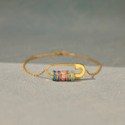 Mama’s Love Safety Pin 1-8 Birthstone Bracelet