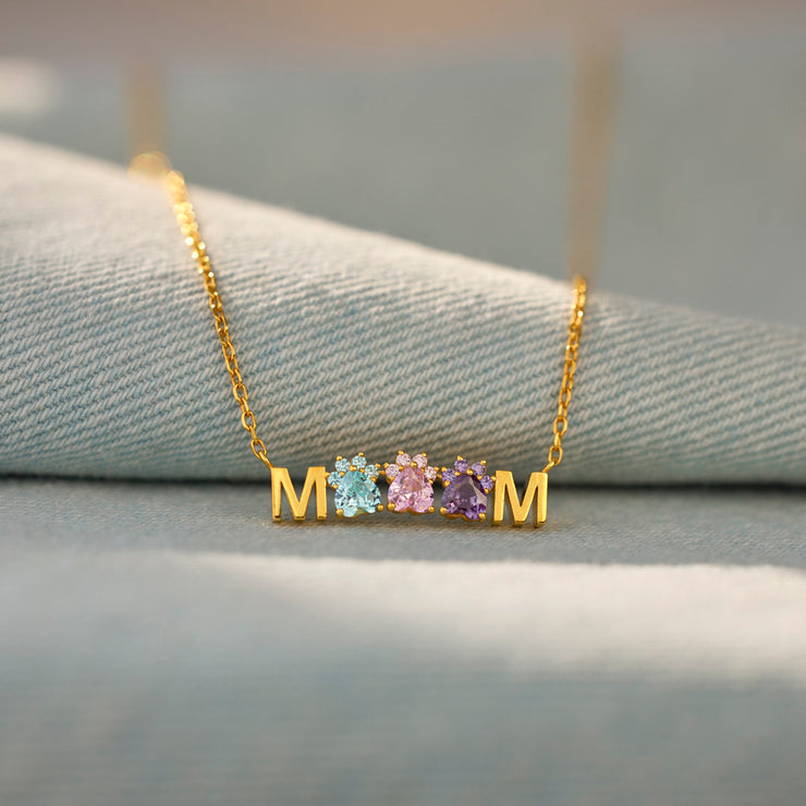 The Dog Mother 1-5 Paws Birthstones Necklace