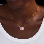 Emerald Cut 1-8 Birthstones Necklace