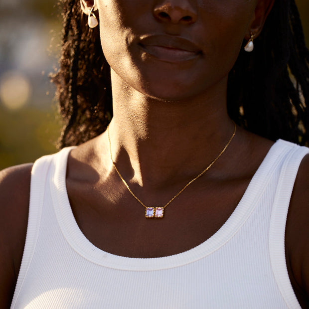 Emerald Cut 1-8 Birthstones Necklace