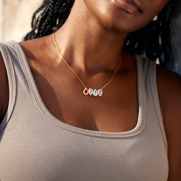 Up And Down 1-8 Teardrop Birthstones Necklace
